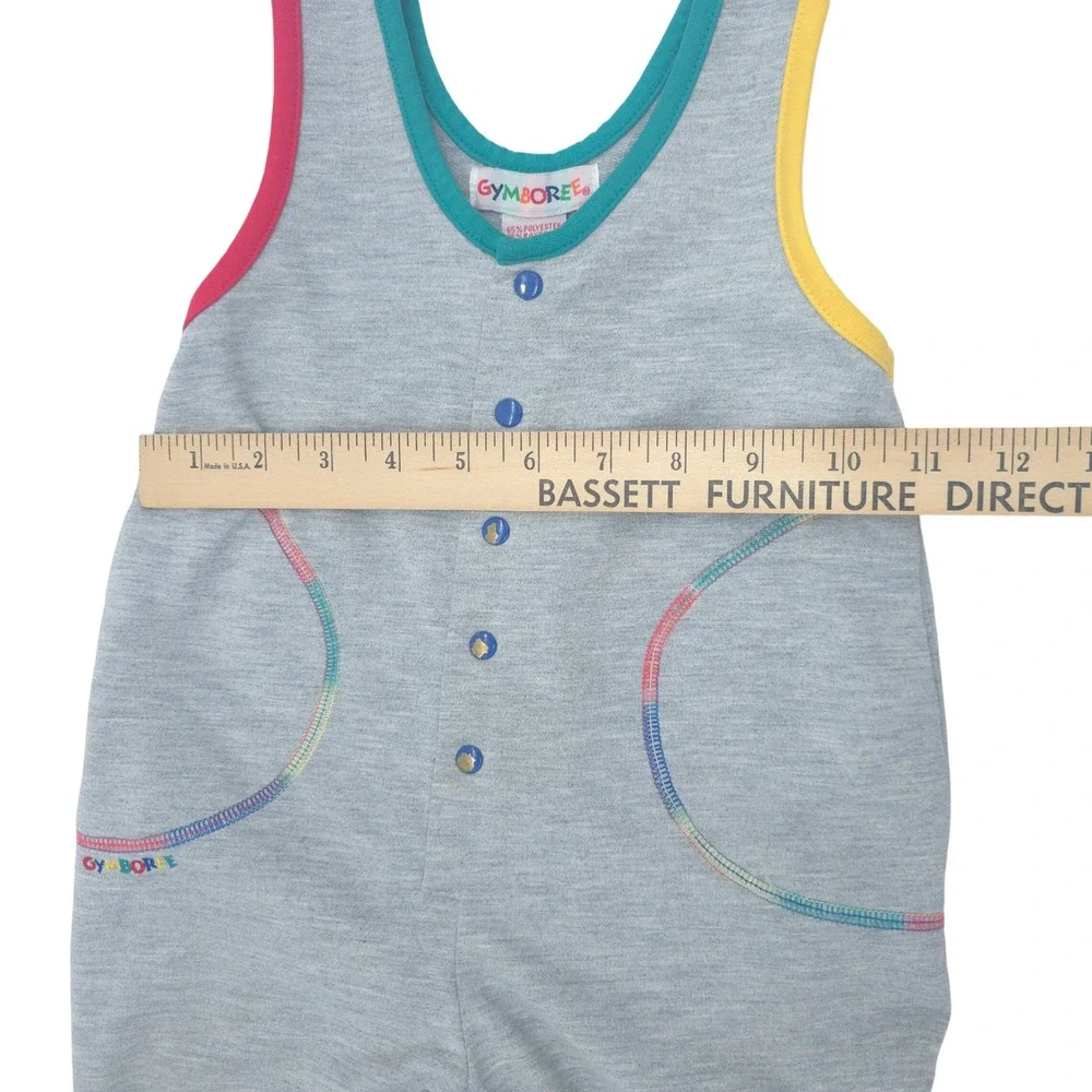 Gymboree Romper Vintage 90s Colorblock Gray Rainbow Baby Size 6-12 Months
